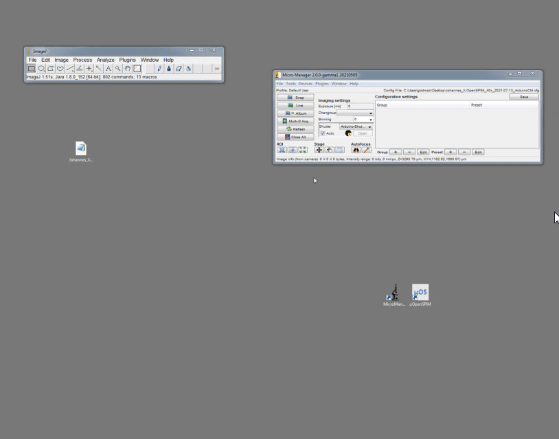 Creating a .cfg file using µManager's Hardware Configuration Wizard.